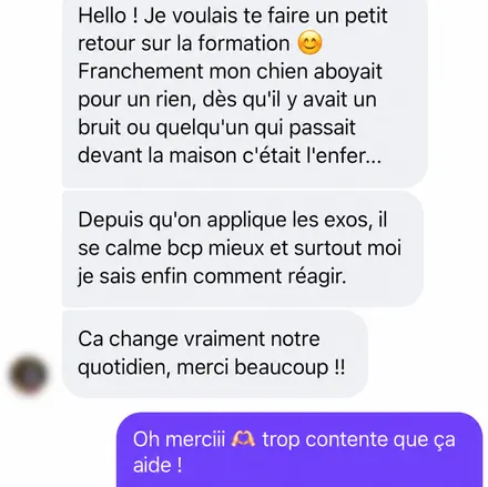 Message d'une famille accompagnée par L'École du Chien