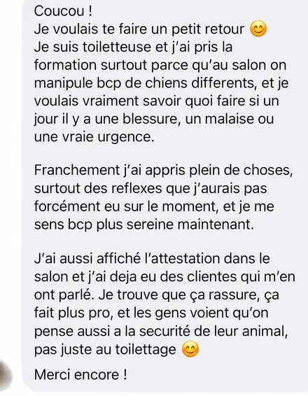 Message d'une famille accompagnée par L'École du Chien