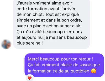 Message d'une famille accompagnée par L'École du Chien