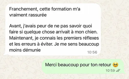 Message d'une famille accompagnée par L'École du Chien