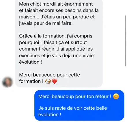 Message d'une famille accompagnée par L'École du Chien