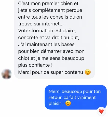 Message d'une famille accompagnée par L'École du Chien